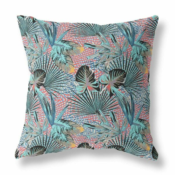 Palacedesigns 28 in. Tropical Indoor & Outdoor Throw Pillow Aqua & Red PA3106943